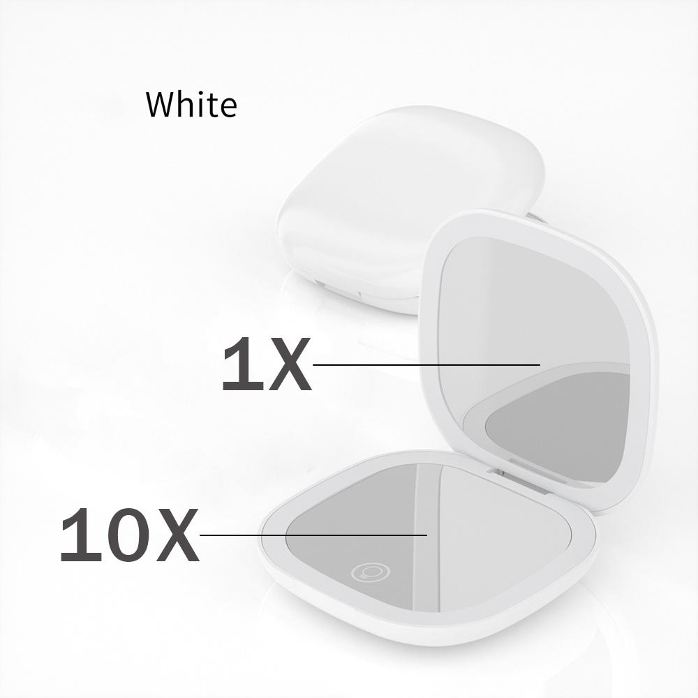 Specchio da Trucco LED Tascabile Pieghevole Mini Compatto con Luce, Ingrandimento 5X/10X, Specchio Portatile Ricaricabile da Viaggio