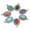 Natuurlijke stenen hanger Ei-vormige halfedelstenen kanten hanger voor het maken van sieraden DIY ketting armband accessoire