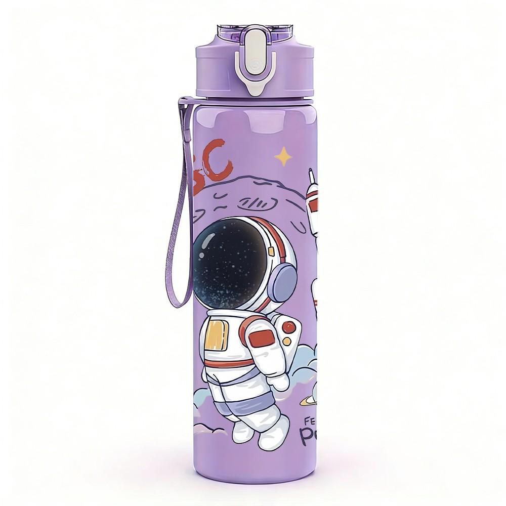 1PC CASC Helmet Astronaut Space Pattern 750ml Color Plastic Sports Water Bottle Leakproof Flip Straw Lid Suitable for Sports Office Home Use