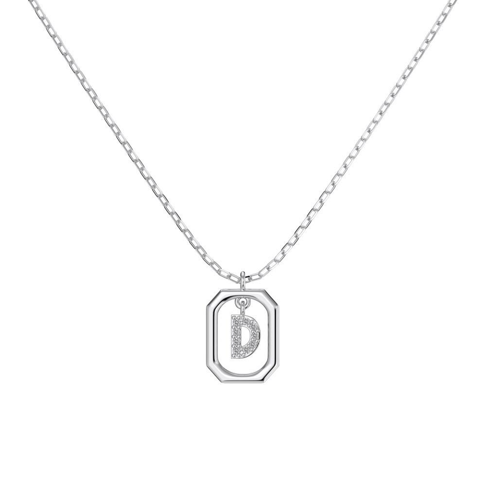 925 Silver Alphabet Pendant Necklace with Zircon Detailing - Women's Elegant & Unique Design