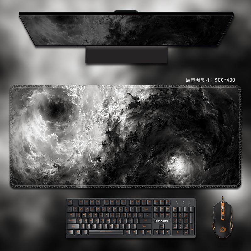 Mouse Pad Black White Non-Polar Table Mat Extra Large Keyboard Mousepad Thickened Customizable Game Mat Home Office Tablecloth