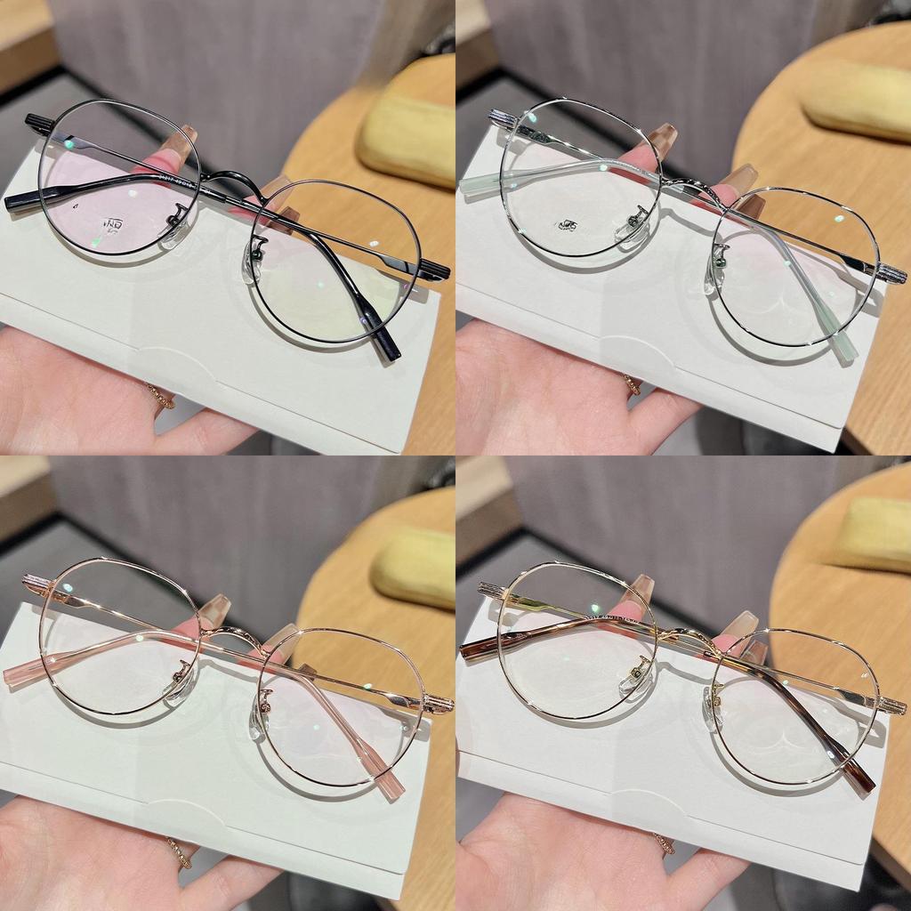 Vintage Round Eyeglass Frame With Blue Light Blocking Pc Lens For Artsy Men And Women