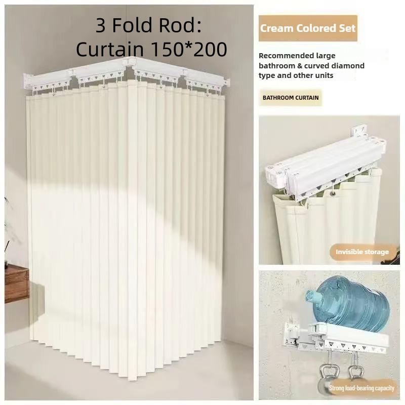 Bathroom Dry Wet Separation Shower Curtain Rotating Folding Curtain High-end Shower Invisible Waterproof Shower Partition Supplies