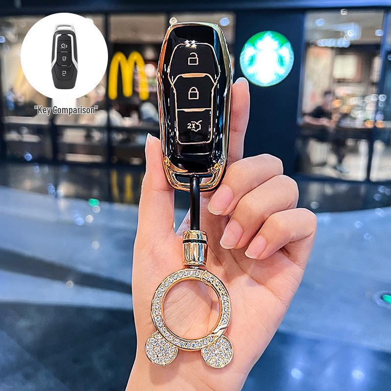 Key Cover for Ford Edge 15-17, Mondeo, Kuga, Focus - Stylish Car Key Shell for Women
