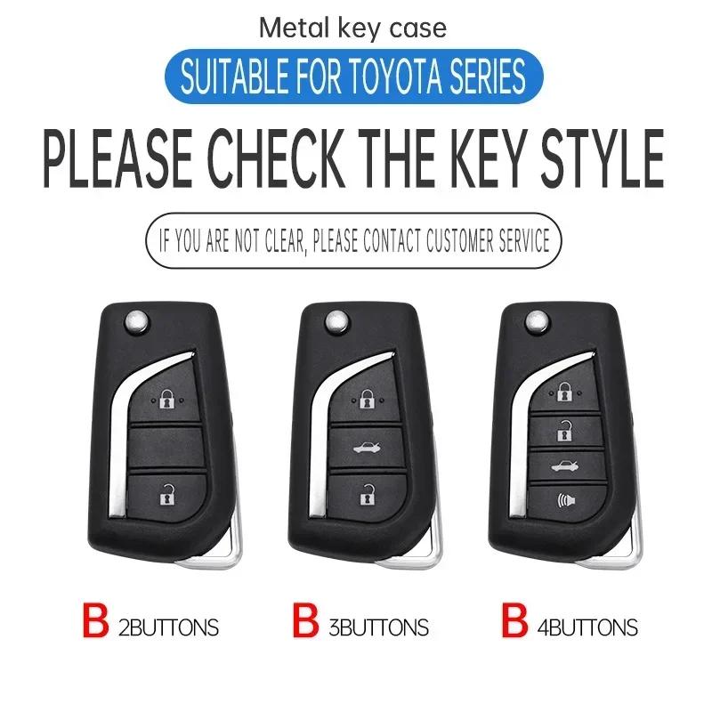 zinc Alloy Leather Car Flip Key Case Cover For S5 Hilux Corolla Avensis Prado Fortuner RAV4 CT IM CHR Shell Fob Accessories JH5