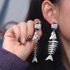 Gothic Personality Earrings Exaggerate Geometric Drop Earrings Fish Bone Earrings Hollowen