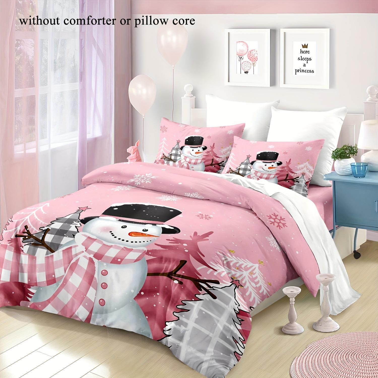 

Christmas Minimalist Cute Pink Santa Claus Printed 2pcs/3pcs Duvet Cover Set - 1 Duvet Cover + 1pc/2pcs Pillowcase, Without Core (135x200cm)