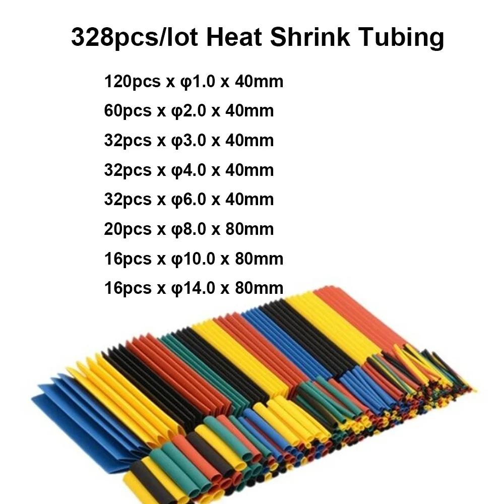 127/164/328/530/800Pcs 2:1 Heat Shrink Tube Polyolefin Shrinking Assorted Heat Shrink Wrap Wire Cable Insulated Sleeving Tubing