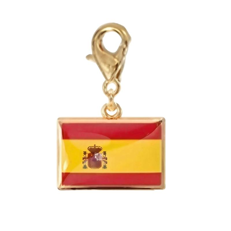 Braccialetto con Charm Bandiera in Acciaio Inossidabile con Moschettone, Gioiello Ciondolo Paese per Regalo di Viaggio Accessorio Stile