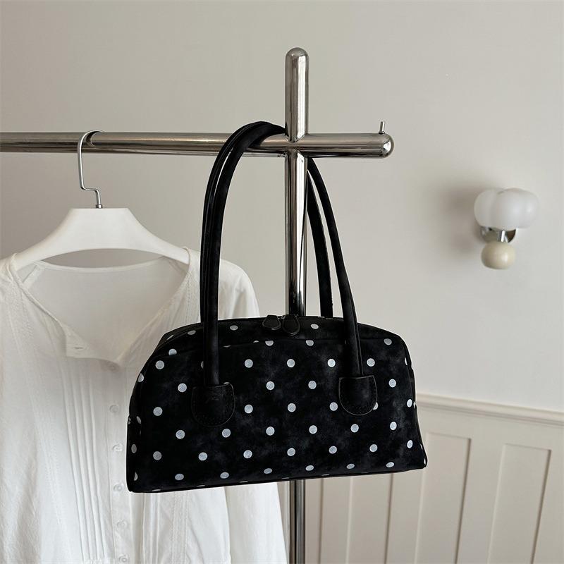 Simple Polka Dot Casual Shoulder Handbag Bowling Commuter Underarm Tote Bag