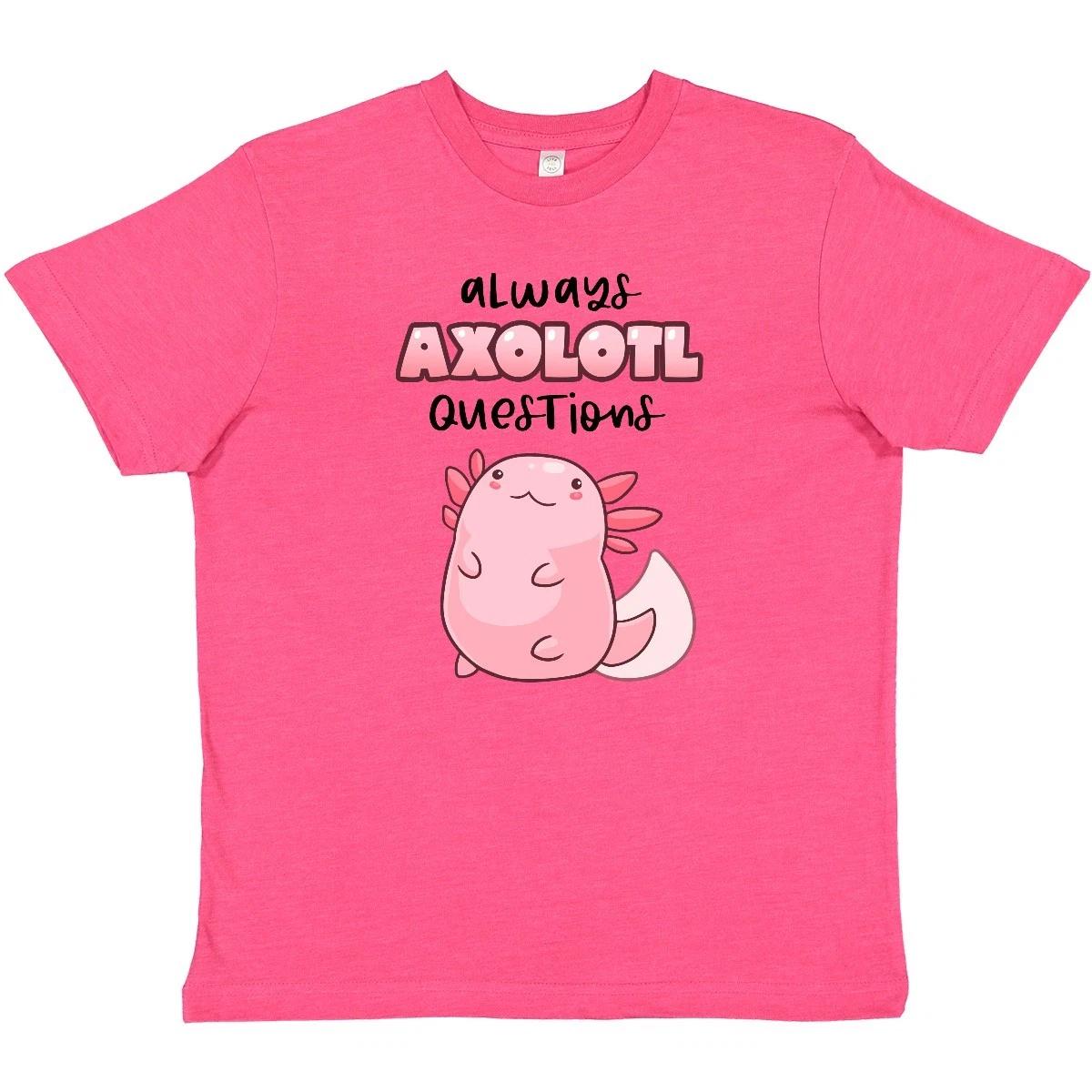 Inktastic Always Axolotl Questions Cute Curious Axolotl Youth kids boys T-Shirt Animals 140