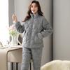Pajamas Women'S Winter Three-Layer Thickened Fleece Woven Cotton Padded Autumn And Winter Coral Fleece Outer Wear Warm Loungewear