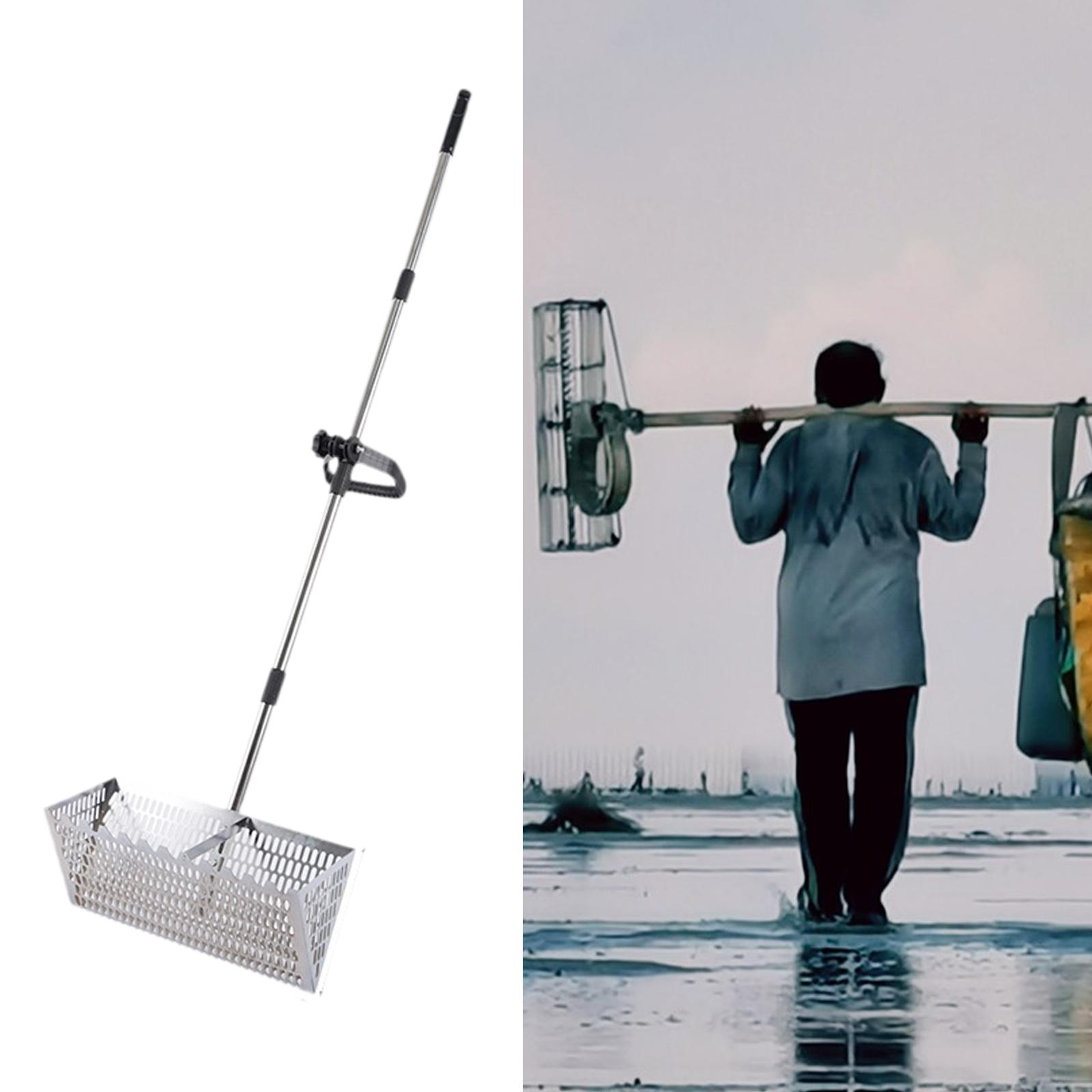 Sand Rake Cat Litter Sifter Wide Basket Sifter Scooper Large Stainless Steel Telescopic Handle Wide Basket Sifter Beach Scoop