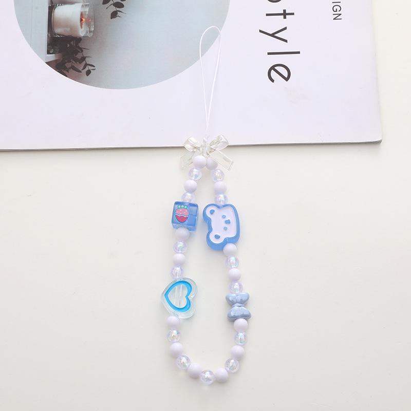 Colorful Cartoon Bear Mobile Phone Chain with Electroplating Grid Design