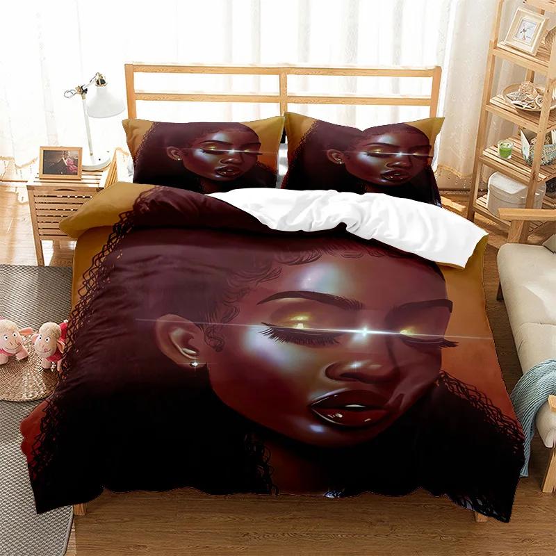 African Girl Bedding Set Fashion Duvet Cover Sets KidsTwin Full Queen King Bedroom Set Home Textile Housse De Couette 200X229