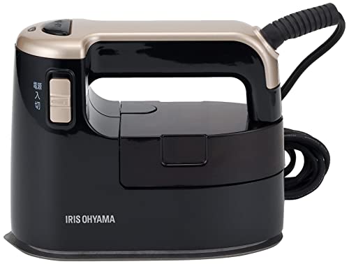 IRIS OHYAMA Clothing Steamer, Steam Iron, Hanger-Free, 2-Way, Cuts 3 Major Odors, Compact, Lightweight, Black Gold, IRS-01-KN