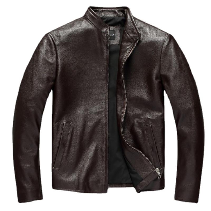 Chinesische Größe Schwarz Braun Casual Herren Jacken Echt Rindsleder Echtes Leder Jacke Männer Mäntel Herbst Chamarras De Cuero Para Hombre