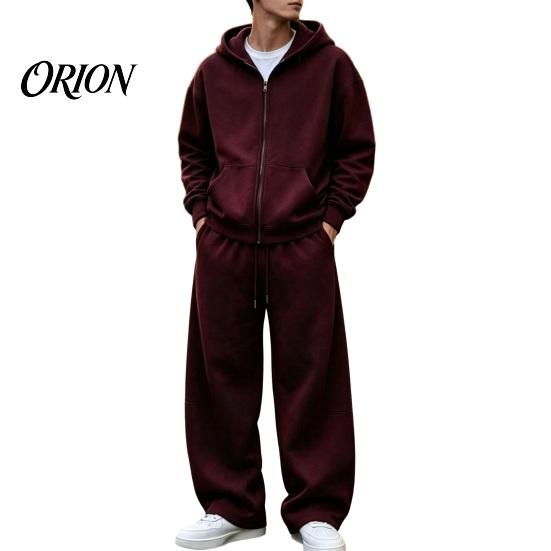Casual Loungewear for Men Tracksuit 2 Pieces Set, Hoodie Coat Drawstring Sweatpants Breathable Sportswear Outdoor Activities Workout Outfit,