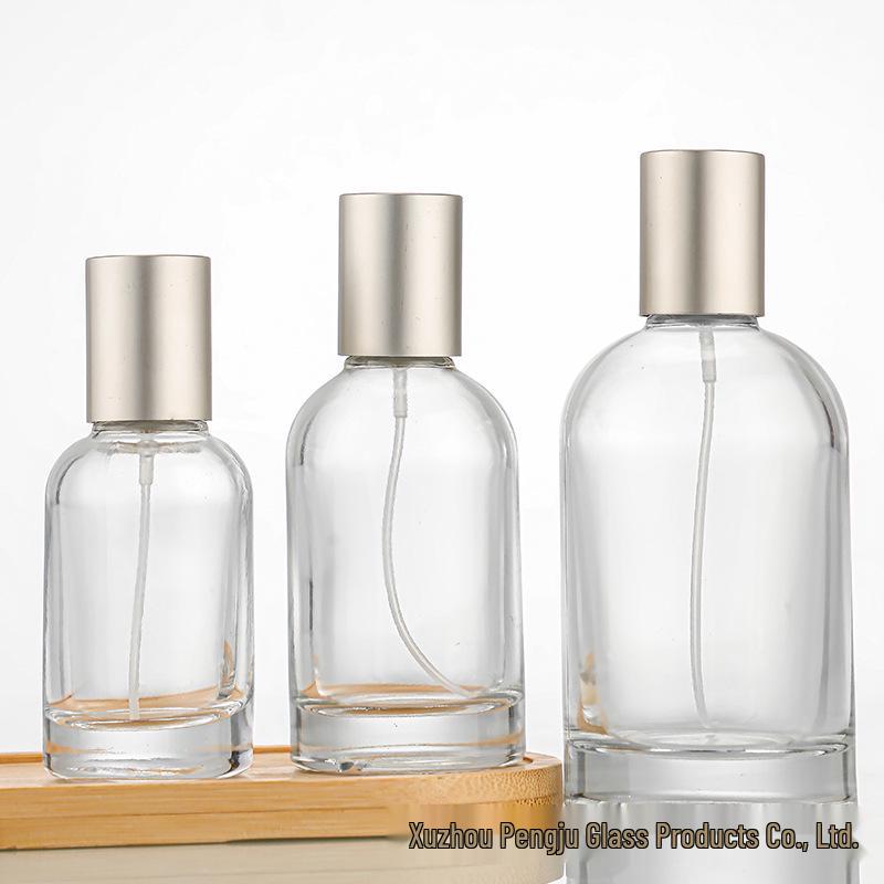 30ml Refillable Round Glass Perfume Spray Bottle with Thick Bottom - Portable Aromatherapy Sample Bottle