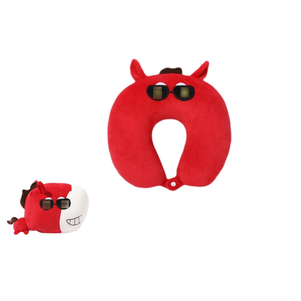2 in 1 Deformable Horse U-shaped Pillow Skin-friendly Soft Office Nap Pillow Cartoon Foam Particle Sleep Pillow Business Trip
