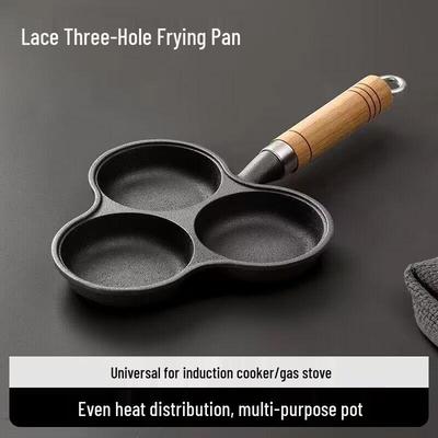 ZISIZ Cast Iron 3-Hole Flower Egg Frying Pan