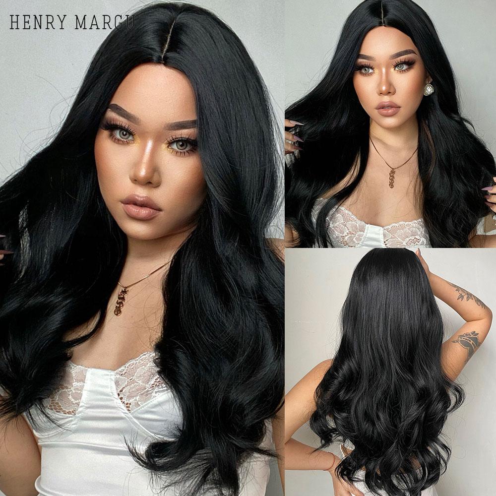 HENRY MARGU Long Dark Red Synthetic Wig Brown To Red Ombre Natural Hair Wig for Women Christmas Wig Cosplaysalon Heat Resistant