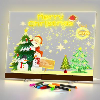 1 Peça Presente de Aniversário, Tablet de Escrita Acrílico LED Apagável DlY, Sinal de Quadro Negro LED Iluminado Apagável Alimentado por USB