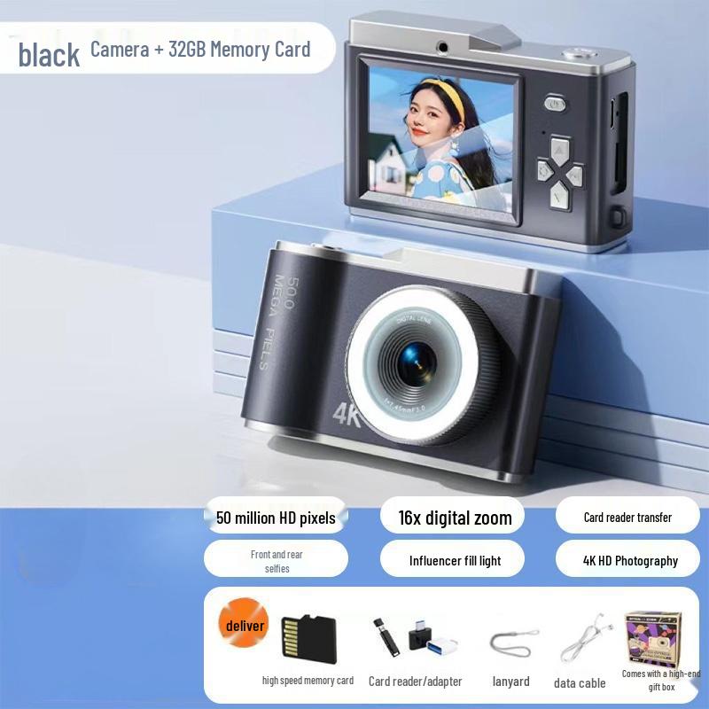 Campus Dual Lens Retro Digital Camera D05 - HD Entry-Level CCD with Front & Back Photography for Internet Content Creators