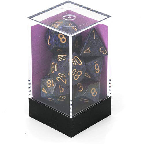 Sada kostek D7, tečkovaná poly (7 kostek) (Zlatá kobaltová)