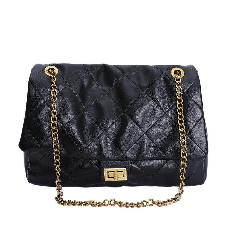 Large Capacity Diamd Grid Chain Shoulder Bag Women's Fashiable Crossbody Bag 2026 New Style Elegant Tote Handbag