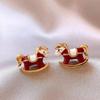 Silver Horse Zodiac Stud Earrings: Light Luxury, Retro Style, Versatile and Unique Accessories