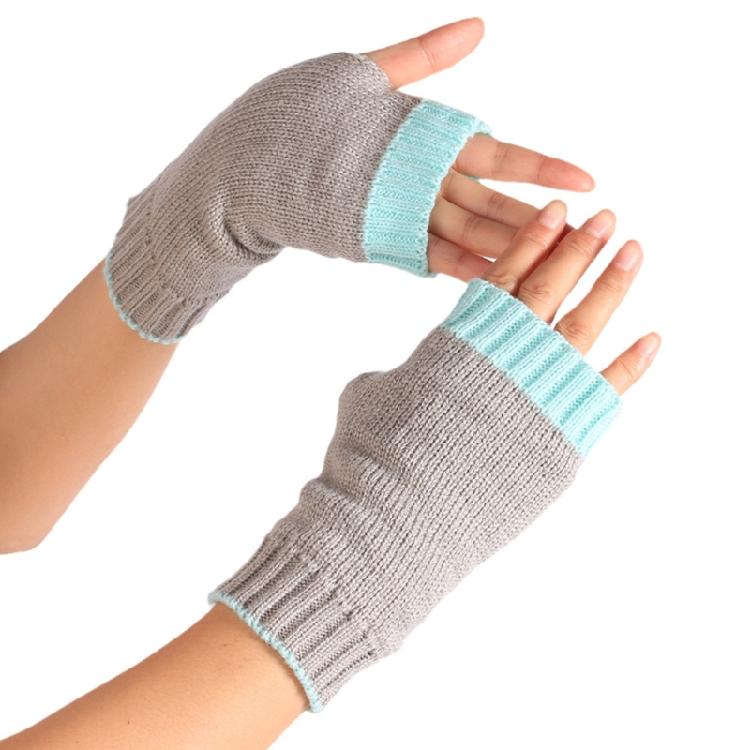 Soft Kid Winter Glove Half-finger Knit Color Matching Mitten for Winter Supplies
