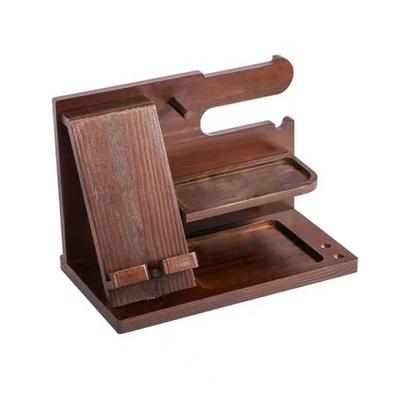 Wood Phone Docking Station Key Holder Wallet Stand Jewelry Watch Organizer Desk Accessories Men Husband Birthday Gift
