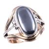 Natural Gunmetal Gemstone Handmade 925 Sterling Silver Two Tone Ring S.8.5 A6a97