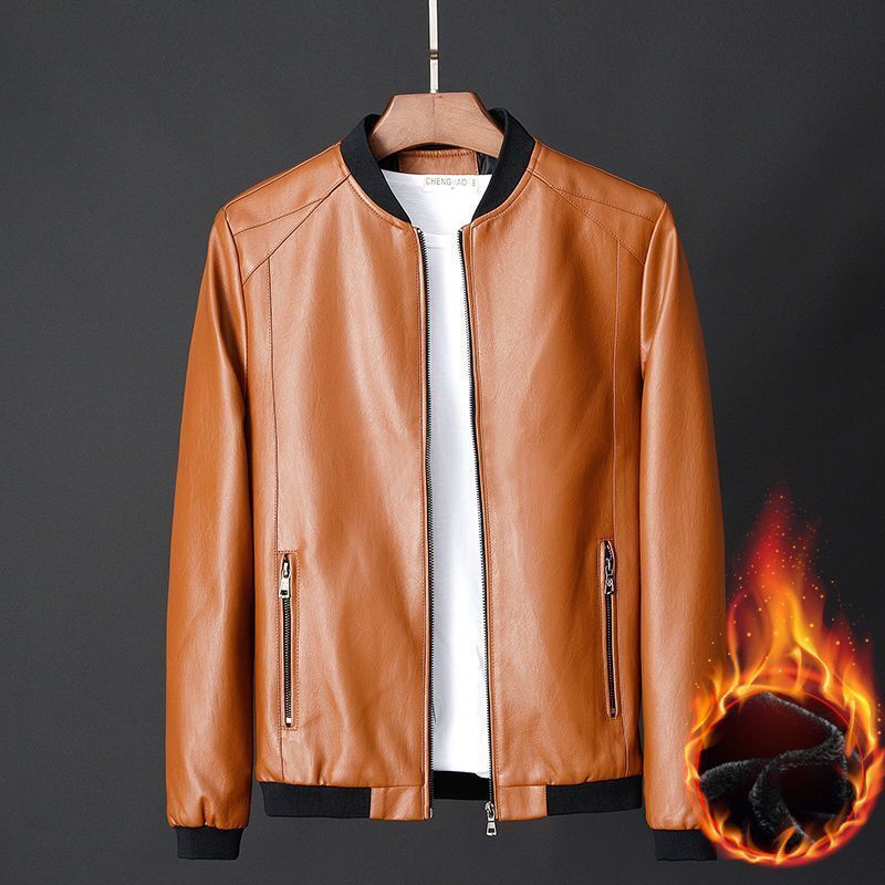 

Men s New Youth Jacket Men s Stand-up Collar Velvet Korean Version Slim-fitting Short Clothes 8XL