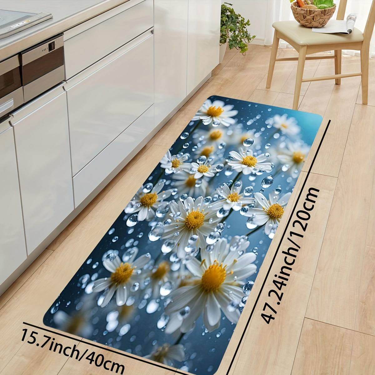 

VIKAMA Blue Daisy Carpet Soft Doormat Welcome Mat Kitchen Rug Rug For Bedroom Carpet For Live Room Bathroom Mat Home Decor 40X60CM (1.3X2FT