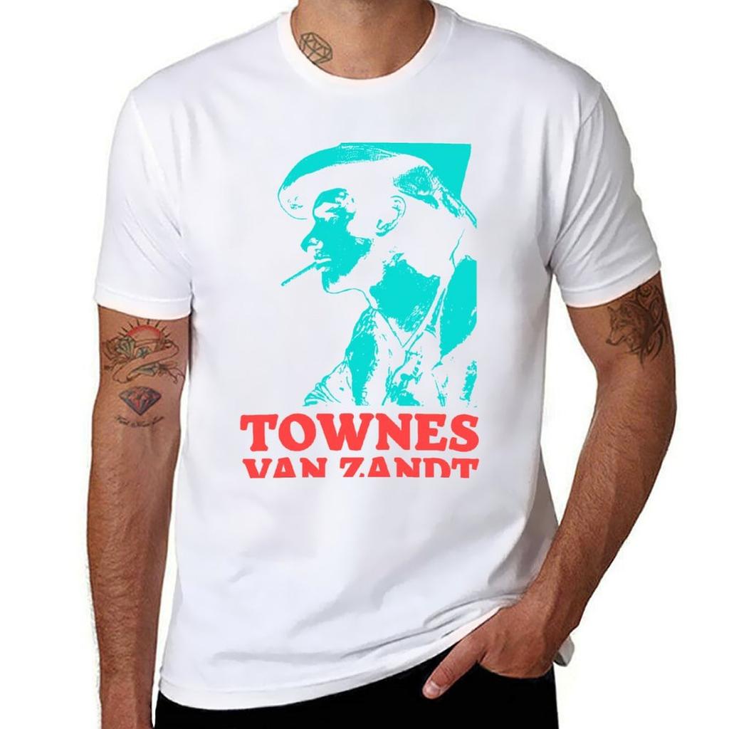 Copy Of Townes Van Zandt Tshirt Basic Solid Color Short Sleeve Cotton Top