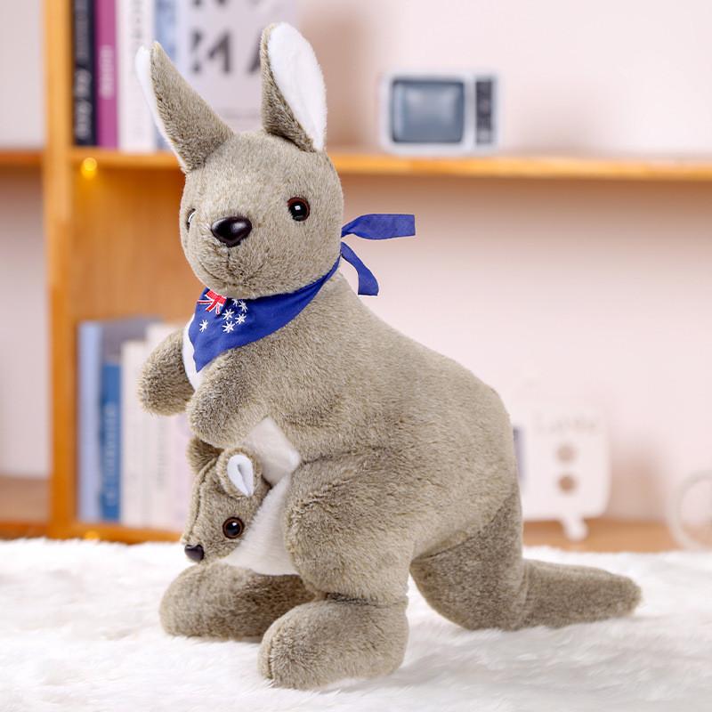 

Плюшевая кукла кенгуру с мягким хлопковым наполнителем для детского подарка и комфорта перед сном GrayKangaroo,25cm