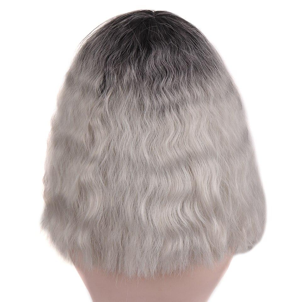 LUPU Short Ombre Black Gray Curly Wavy Wig Cosplay Party Daily Synthetic Wig For Women High Temperature Fibre Hair Wig
