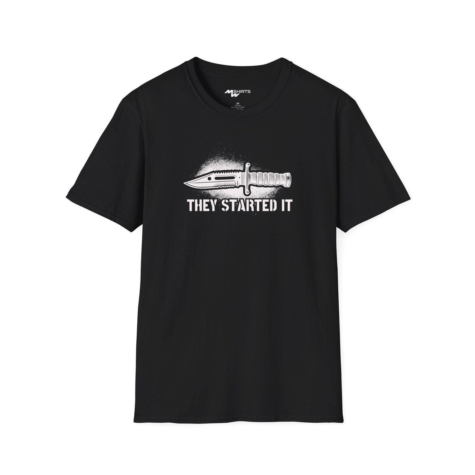 They Started It/ Rambo Knife T-Shirt/ Unisex Softstyle T-Shirt 2XL