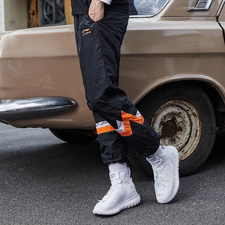Li Ning New York Fashion Week Runway Series Casual Loose Wide Leg Woven Sports Pants Men Pants Black AYKP649-1