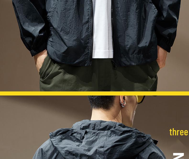 Herren Sommer Leichte UV-Schutz Kapuzen Outdoor Arbeitsjacke