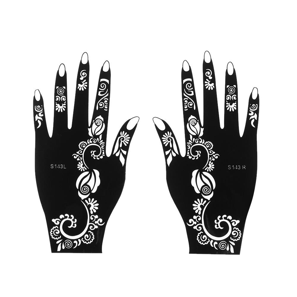 2PCS Henna Tattoo Stencils Flower Tattoo Template Temporary Hand Decal for Women DIY Body Art Henna Template Tattoos