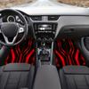 Car Floor Mats 4pcs, Material, Futuristic Red Geometric Design, Suitable For Car Interiors, Dynamic & Sleek Visual Effect, Perfe