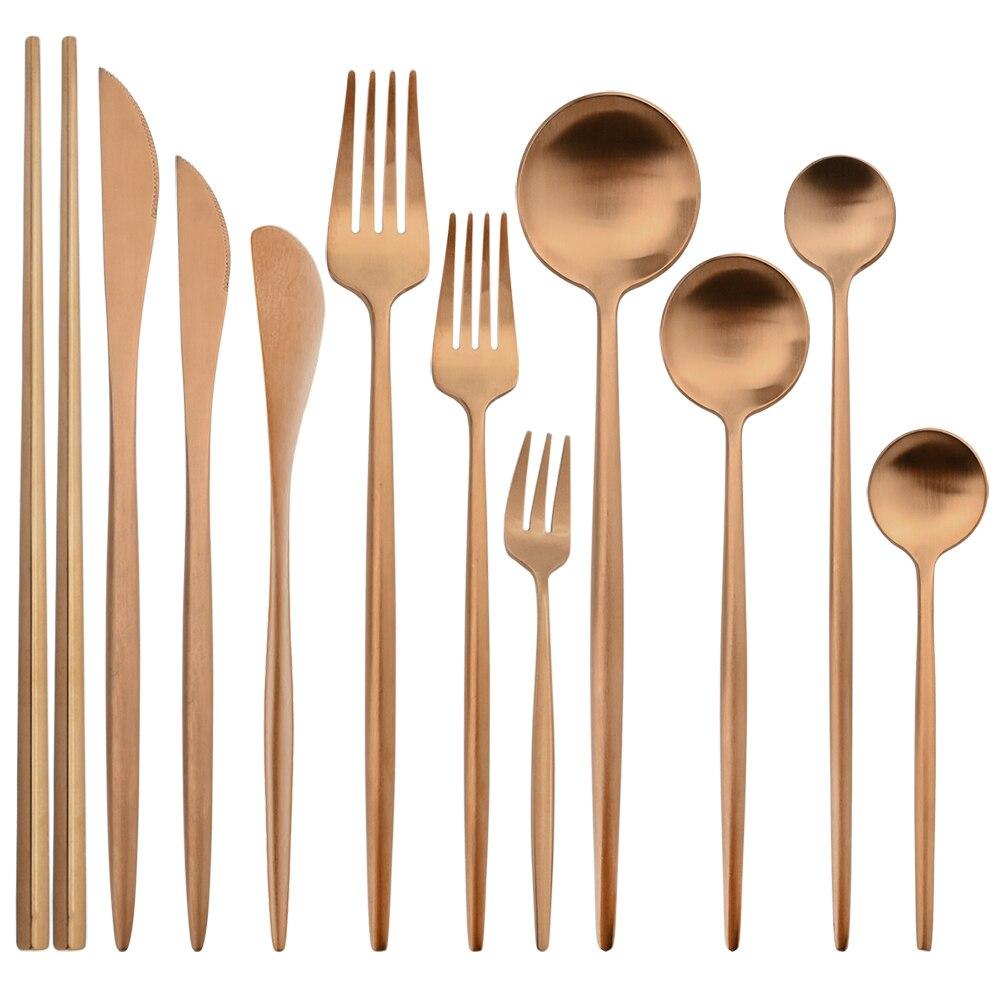 11 Pcs Black Gold Stainless Steel Tableware Cutlery Set 304 Spoon Knife Fork Flatware Set Silverware Kitchen Home Dinnerware Set