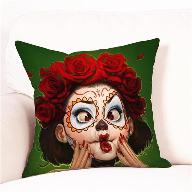 Halloween Cushion Cover Pillowcases Skull Floral Festival Home Decor Square Horror Comfortable Sofa