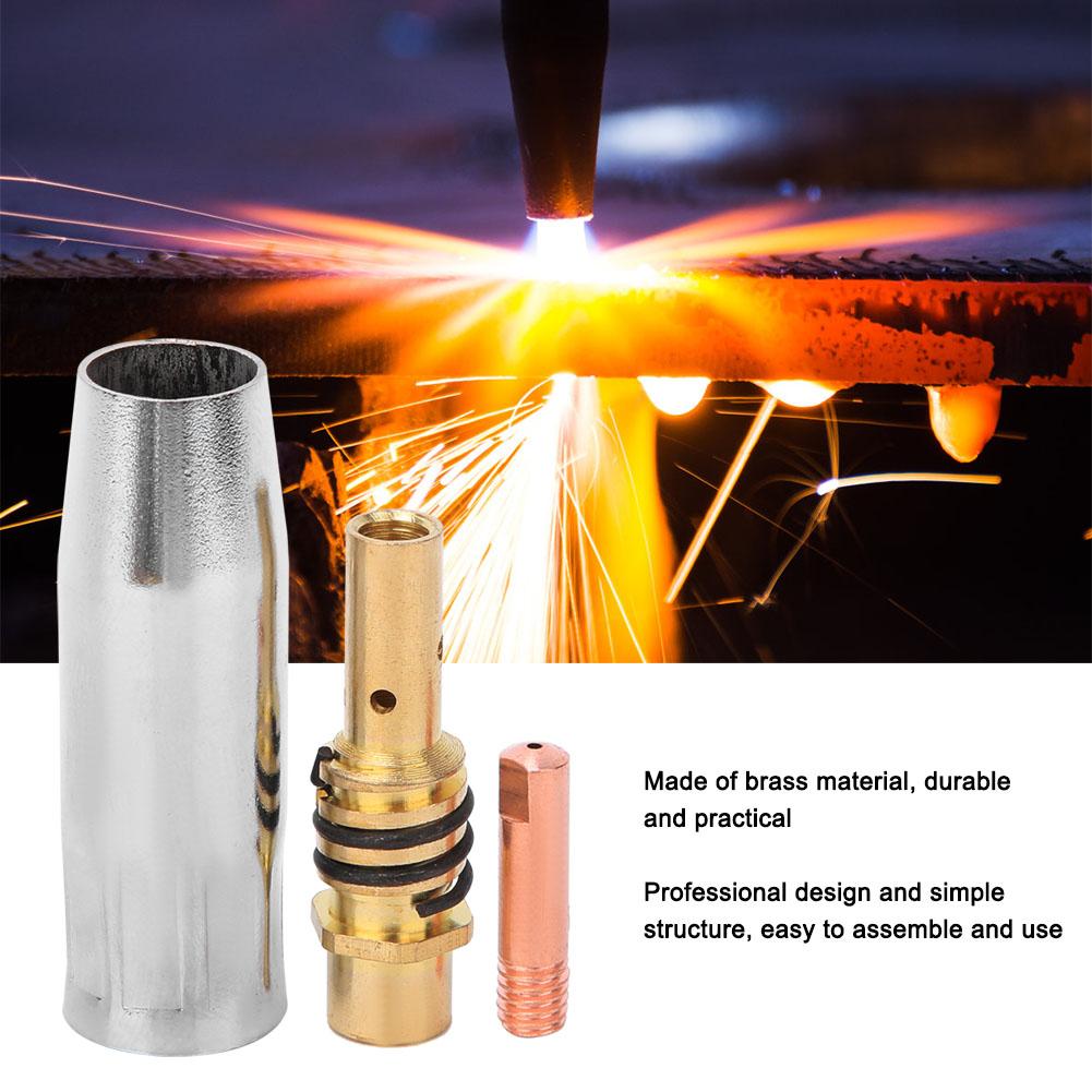 10pcs Welding Gun Protection Nozzles 10pcs Contact Tips 10pcs Nozzle Holder for Binzel 15AK