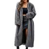 Women's Fashion Plush  Jacket Casual Solid-color Long-sleeved Cardigan Long Coat