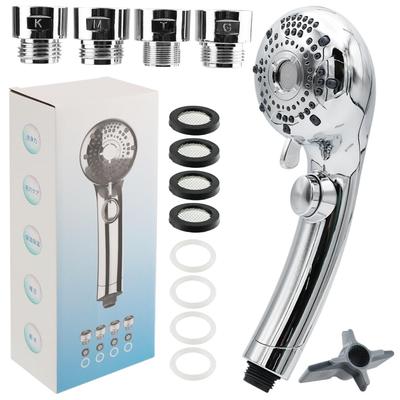 Plus Life Sports Replacement Head Spa Shower Head with 6 Flow Levels, Point Massage Mode, Micro-Nano Bubble, and Water Stop Button (Silver)