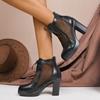 2025 Summer Platform Shoes Fashion Zip Thick Bottom Female Ankle Boots Square High Heels Mesh Fashion Street Footwear